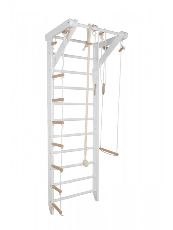 Weißes Klettergerüst mit Zubehör – Vielseitiges Heimfitnesscenter für Kinder und Erwachsene Weißes Klettergerüst mit Zubehör – Vielseitiges Heimfitnesscenter für Kinder und Erwachsene